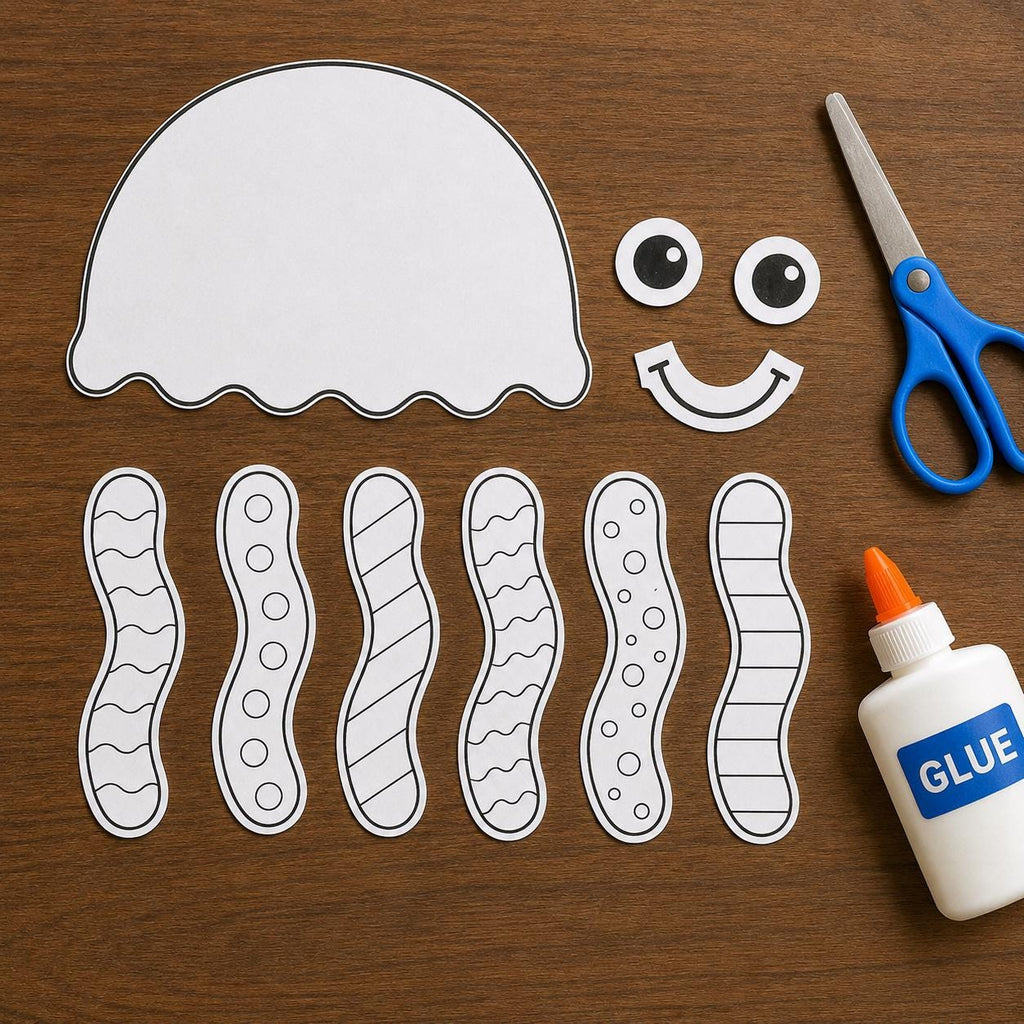Jellyfish Cut and Paste Craft Printable | Build a Jellyfish Craft Activity | Ocean Animal Kids Craft