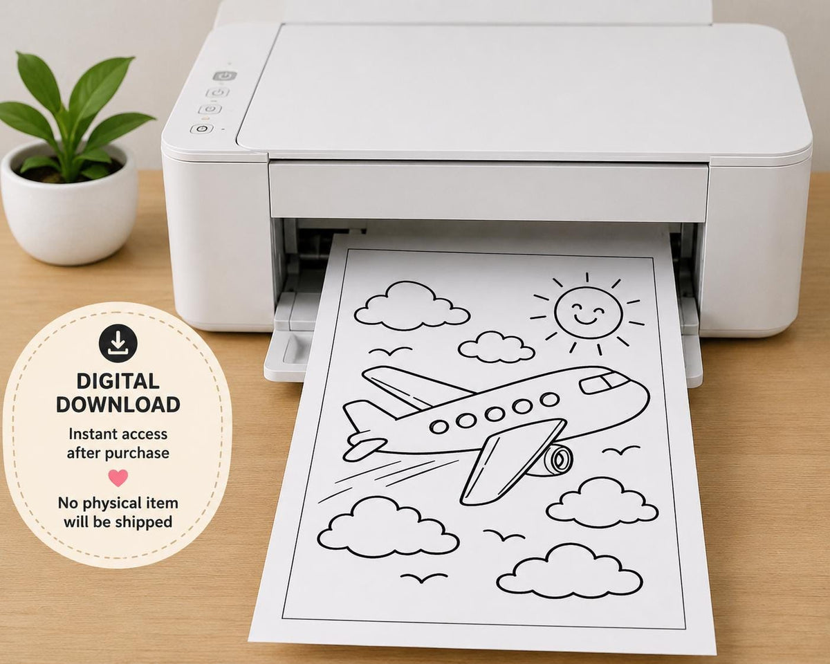 Travel Coloring Pages Printable | Kids Travel Activity Book | Road Trip and Airplane Coloring Pages