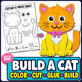 Cat Cut and Paste Craft Printable | Build a Cat Activity | Kids Animal Paper Craft | Color Cut and Glue | Cat Printable 
