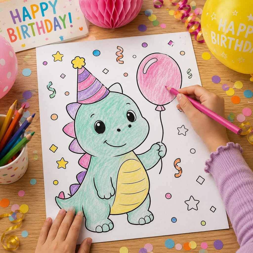 Birthday Coloring Book Printable | Birthday Coloring Pages for Kids | Happy Birthday Activity | Birthday Party Coloring Sheets