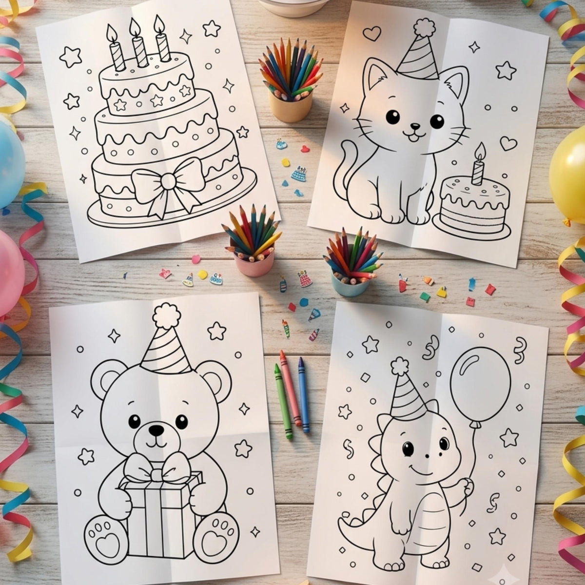 Birthday Coloring Book Printable | Birthday Coloring Pages for Kids | Happy Birthday Activity | Birthday Party Coloring Sheets
