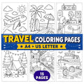 Travel Coloring Pages Printable | Kids Travel Activity Book | Road Trip and Airplane Coloring Pages