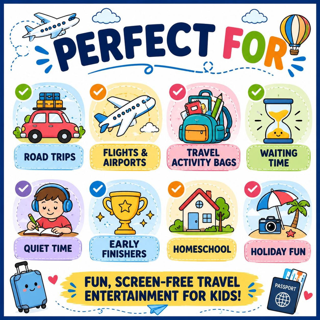 Travel Coloring Pages Printable | Kids Travel Activity Book | Road Trip and Airplane Coloring Pages