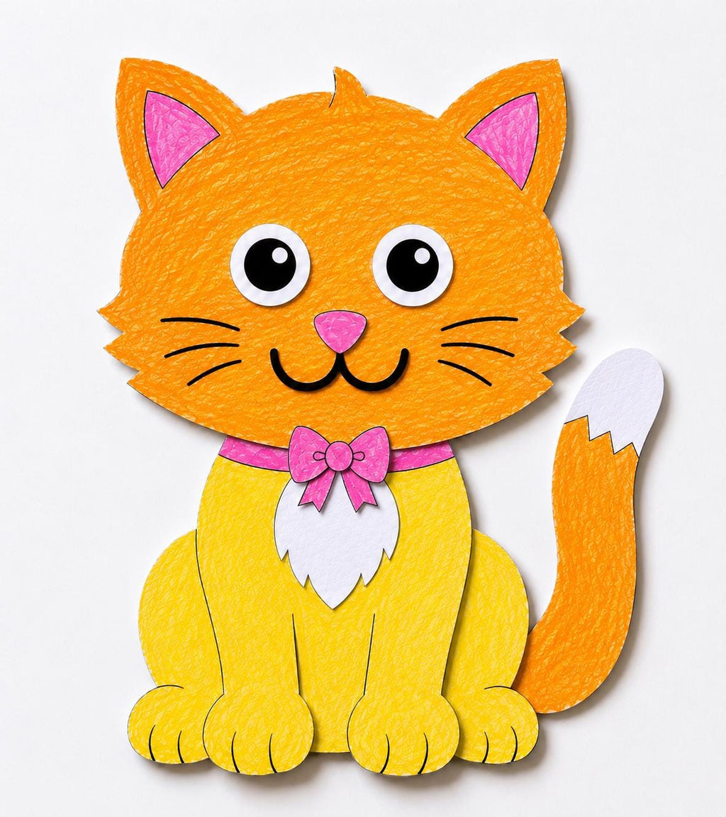 Cat Cut and Paste Craft Printable | Build a Cat Activity | Kids Animal Paper Craft | Color Cut and Glue | Cat Printable Activity