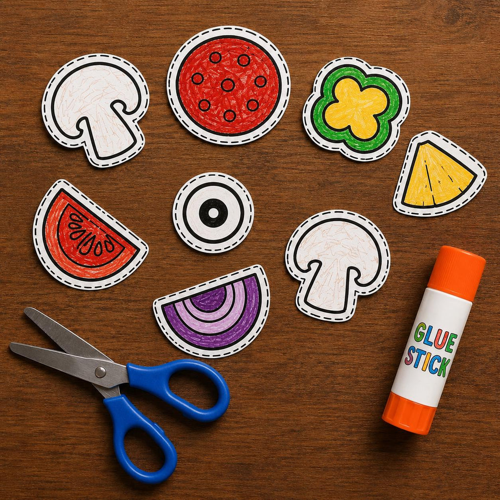 Pizza Cut and Paste Craft Printable | Build a Pizza Activity | Pizza Toppings Craft | Kids Food Craft