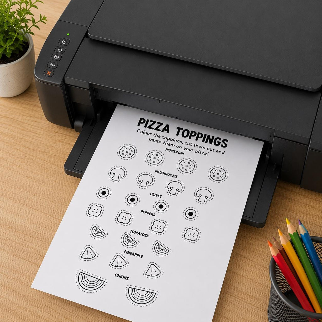 Pizza Cut and Paste Craft Printable | Build a Pizza Activity | Pizza Toppings Craft | Kids Food Craft