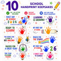 10 School Handprint Keepsakes Printable, Back to School Craft, First Day of School Activity, Preschool Handprint Art, A4