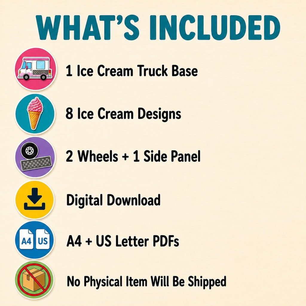 Ice Cream Truck Craft Printable, Build an Ice Cream Truck Cut and Paste Activity for Kids Print Fine Motor Skills Scissor Skills