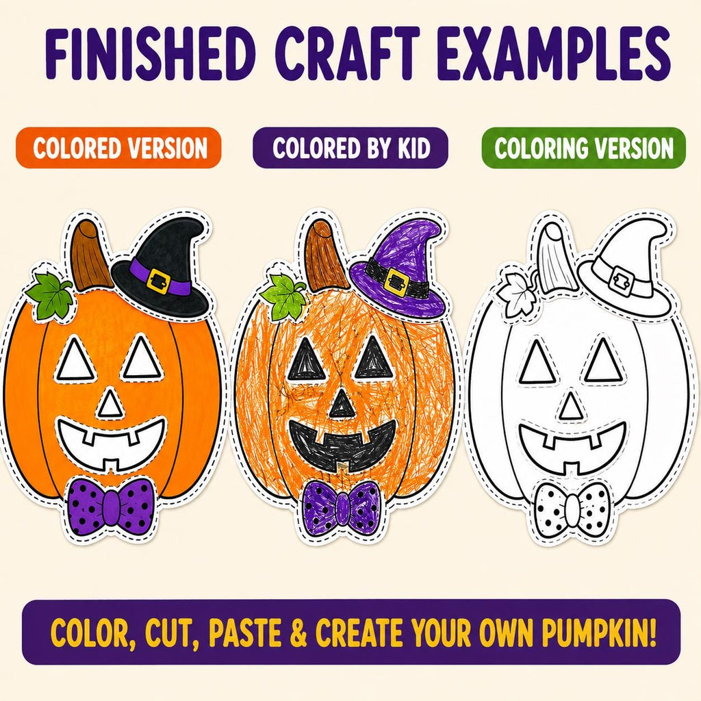 Build a Pumpkin Cut and Paste Craft Printable, Halloween Activity, Pumpkin Craft for Kids, Halloween Printable