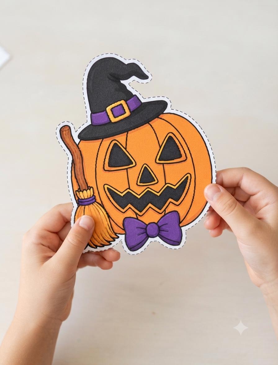 Pumpkin Cut and Paste Craft Printable, Build a Pumpkin Halloween Activity for Kids, Preschool Fall Craft, Classroom PDF
