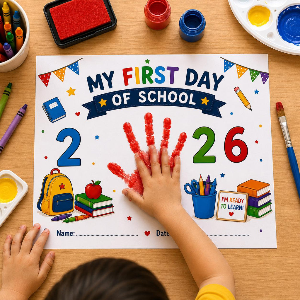 First Day of School Handprint Craft Printable | 2026 School Keepsake | Back to School Handprint | A4 & US Letter PDF | Kids Memory Activity