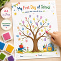 First Day of School Fingerprint Tree Craft Printable, Back to School Keepsake, Kids Fingerprint Craft, School Memory Act