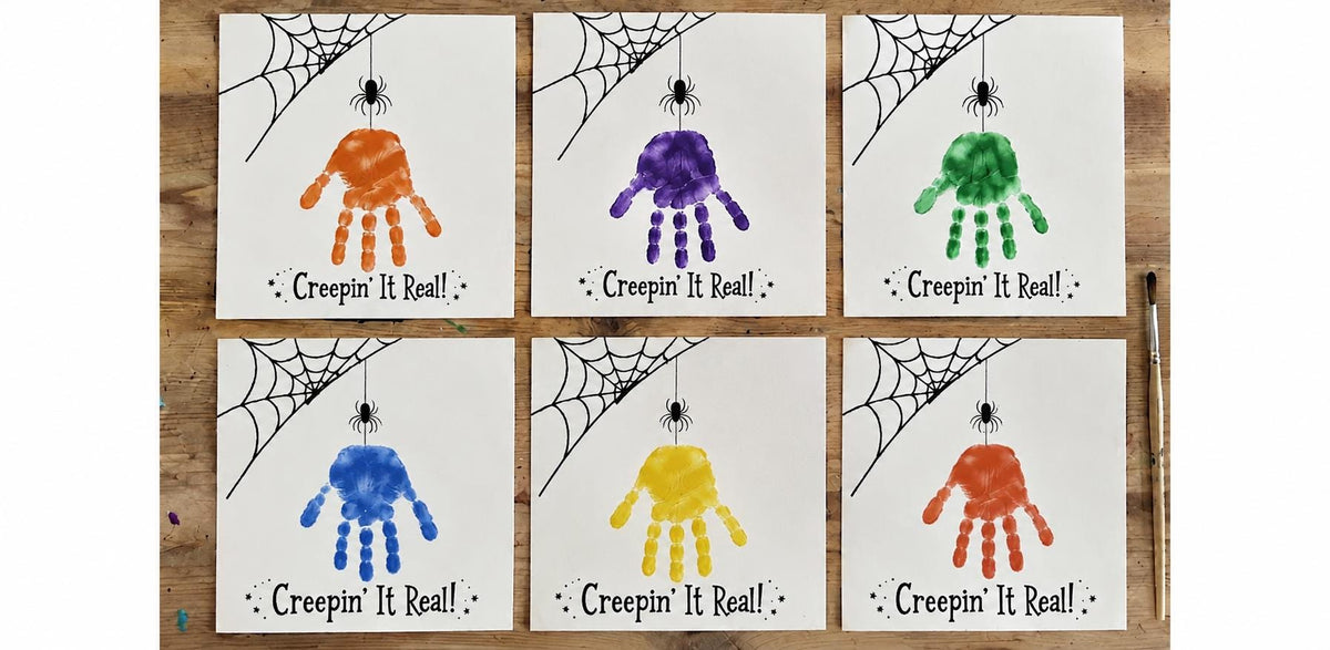 Halloween Handprint Craft Printable, Creepin’ It Real Spider Handprint Art, Kids Halloween Keepsake, Preschool Classroom Activity