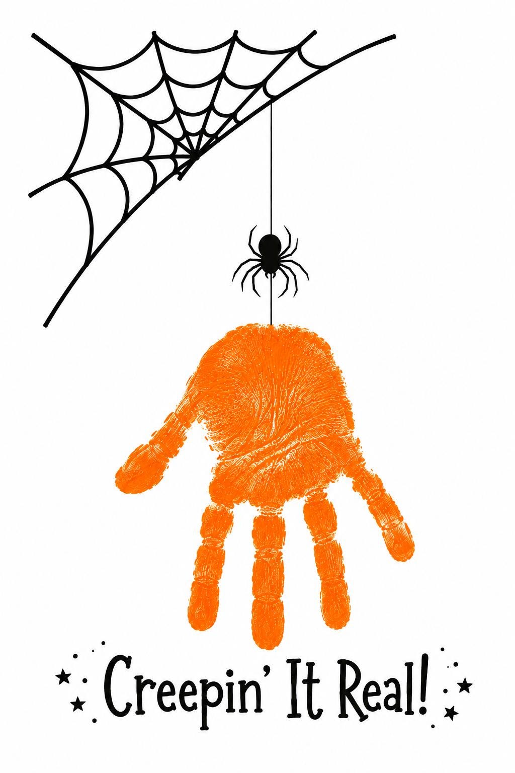 Halloween Handprint Craft Printable, Creepin’ It Real Spider Handprint Art, Kids Halloween Keepsake, Preschool Classroom Activity
