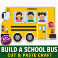 School Bus Cut and Paste Craft, Back to School Printable Activity, School Bus Craft for Kids, Preschool Kindergarten Cut