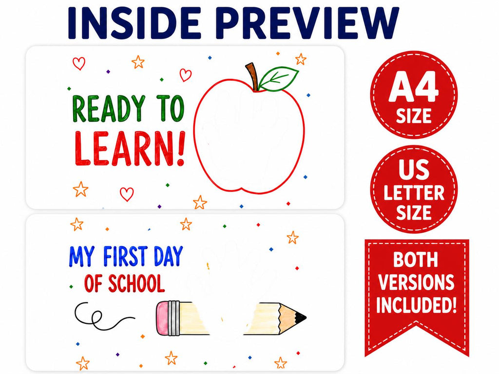 10 School Handprint Keepsakes Printable, Back to School Craft, First Day of School Activity, Preschool Handprint Art, A4 US Letter