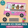 Ice Cream Truck Craft Printable, Build an Ice Cream Truck Cut and Paste Activity for Kids Print Fine Motor Skills Scisso