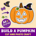 Build a Pumpkin Cut and Paste Craft Printable, Halloween Activity, Pumpkin Craft for Kids, Halloween Printable
