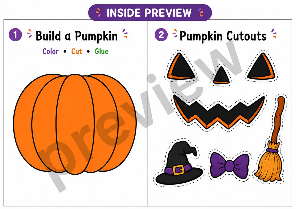 Pumpkin Cut and Paste Craft Printable, Build a Pumpkin Halloween Activity for Kids, Preschool Fall Craft, Classroom PDF