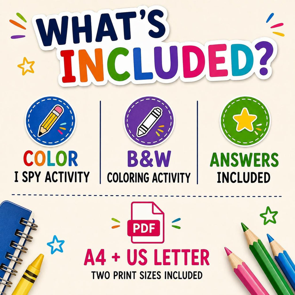 Back to School I Spy Printable, School I Spy Activity, First Day of School Activity, Coloring Worksheet, Classroom Printable PDF