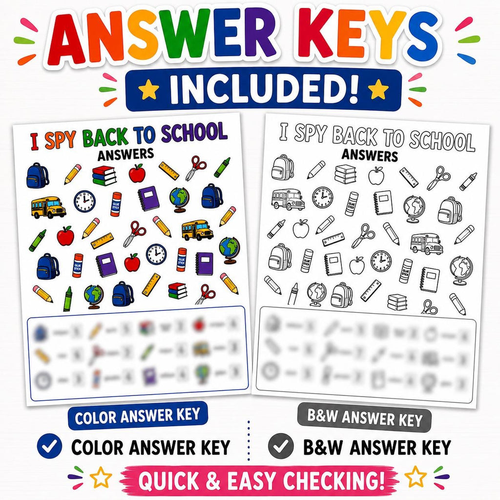 Back to School I Spy Printable, School I Spy Activity, First Day of School Activity, Coloring Worksheet, Classroom Printable PDF