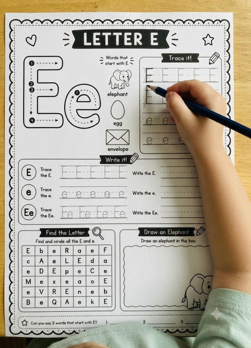 Alphabet Tracing Workbook for Kids, A to Z Letter Worksheets, Preschool Kindergarten Handwriting Practice, Uppercase Lowercase Printable PDF