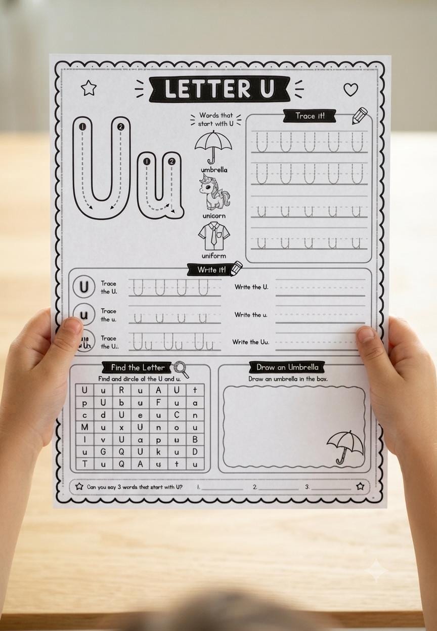 Alphabet Tracing Workbook for Kids, A to Z Letter Worksheets, Preschool Kindergarten Handwriting Practice, Uppercase Lowercase Printable PDF