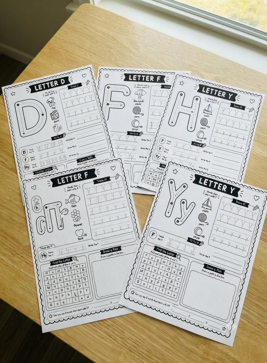 Alphabet Tracing Workbook for Kids, A to Z Letter Worksheets, Preschool Kindergarten Handwriting Practice, Uppercase Lowercase Printable PDF