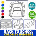 Back to School Color by Number, School Coloring Pages for Kids, Number Recognition Activity, Classroom Activity Pages