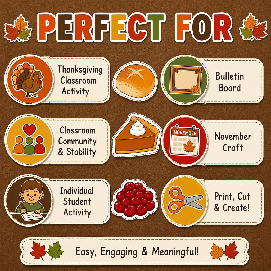 Thanksgiving Bulletin Board Printable | Thanksgiving Craft | Thankful Plate Craft | Thanksgiving Classroom Activity | Fall Classroom Decor