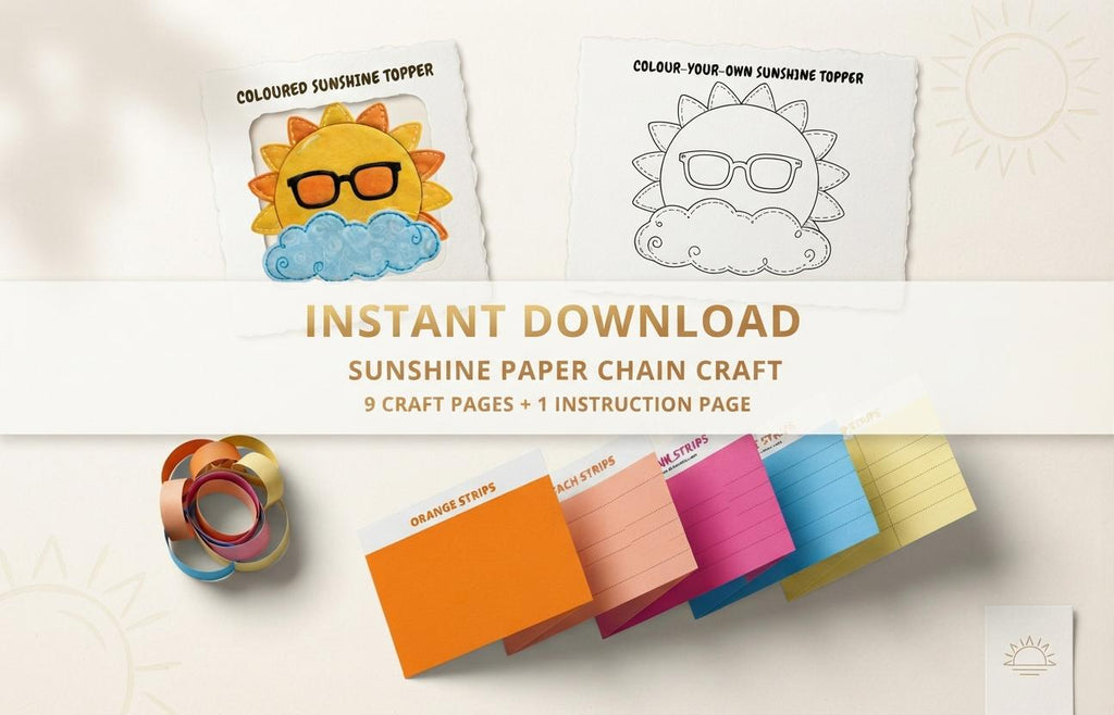 Sunshine Paper Chain Craft Printable | Cut and Paste Sun Craft | Summer Classroom Activity | A4 & US Letter PDF