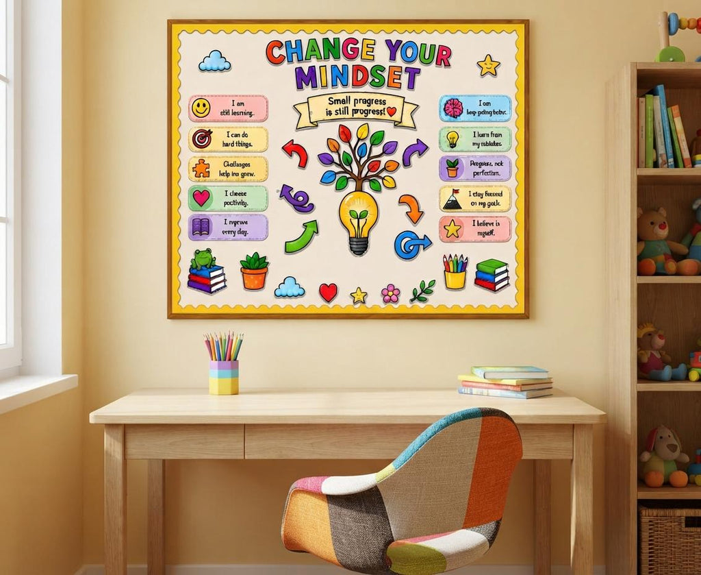 Growth Mindset Bulletin Board Printable, Student Affirmation Cards, Classroom and Individual Use