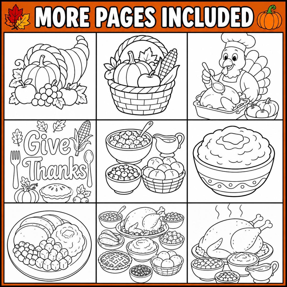 Thanksgiving Coloring Pages for Kids, Turkey Coloring Pages, Printable Thanksgiving Activity, Classroom & Kids Table Activity