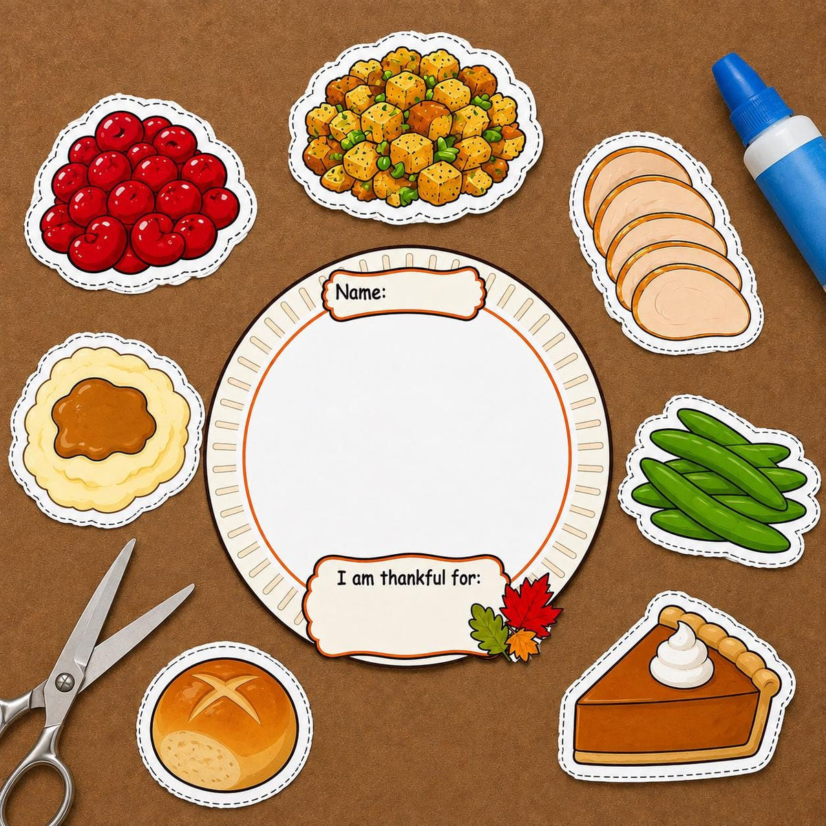 Thanksgiving Bulletin Board Printable | Thanksgiving Craft | Thankful Plate Craft | Thanksgiving Classroom Activity | Fall Classroom Decor