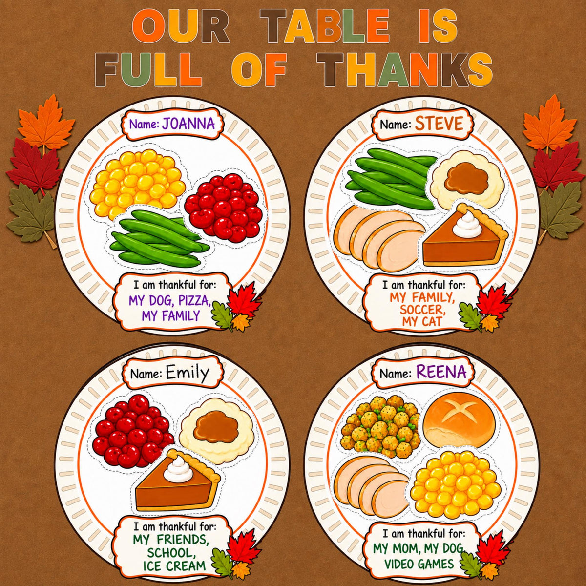 Thanksgiving Bulletin Board Printable | Thanksgiving Craft | Thankful Plate Craft | Thanksgiving Classroom Activity | Fall Classroom Decor