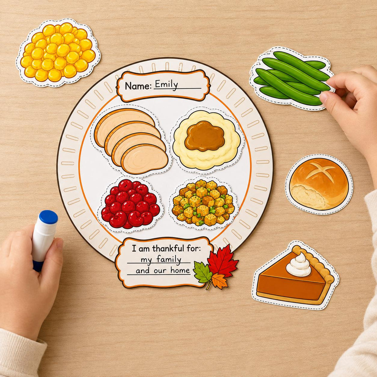Thanksgiving Bulletin Board Printable | Thanksgiving Craft | Thankful Plate Craft | Thanksgiving Classroom Activity | Fall Classroom Decor