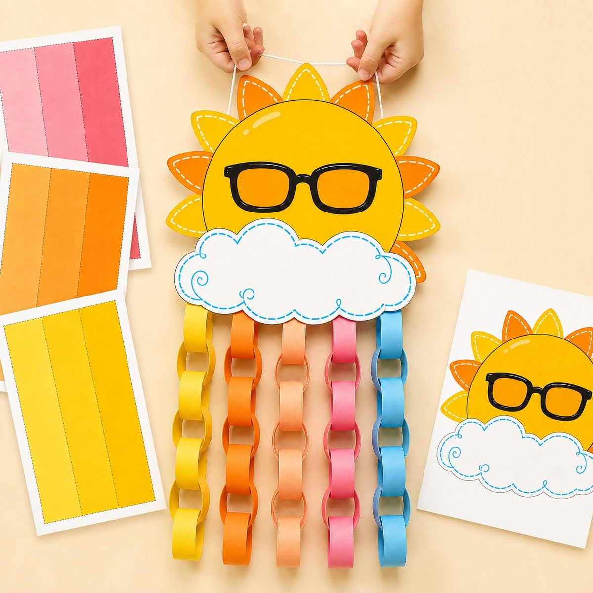 Sunshine Paper Chain Craft Printable | Cut and Paste Sun Craft | Summer Classroom Activity | A4 & US Letter PDF