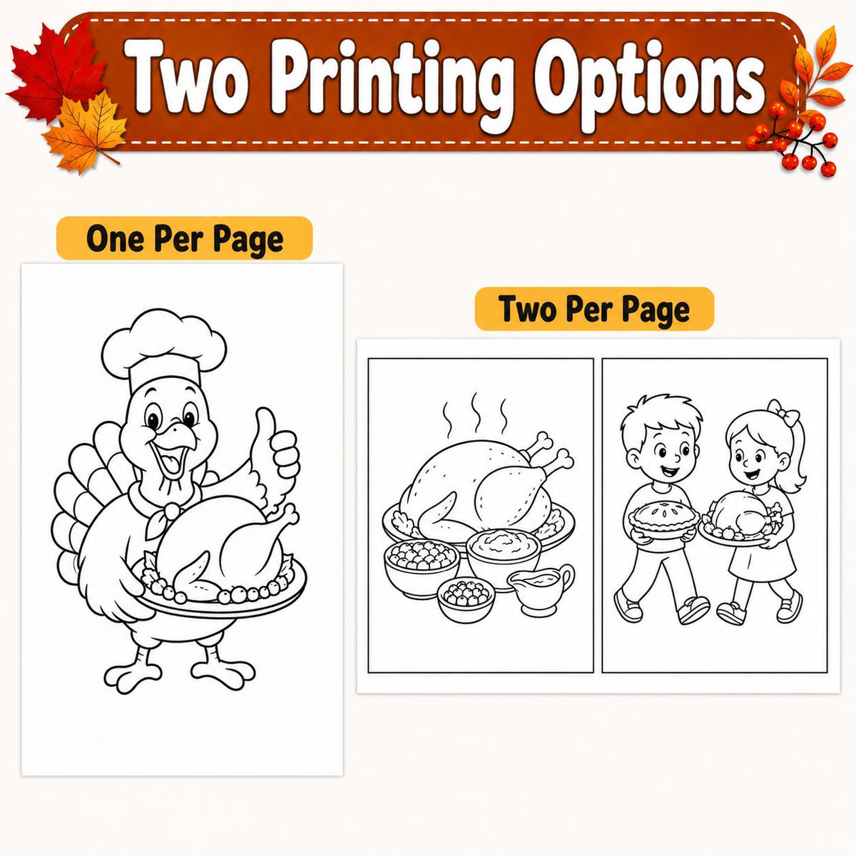 Thanksgiving Coloring Pages for Kids, Turkey Coloring Pages, Printable Thanksgiving Activity, Classroom & Kids Table Activity