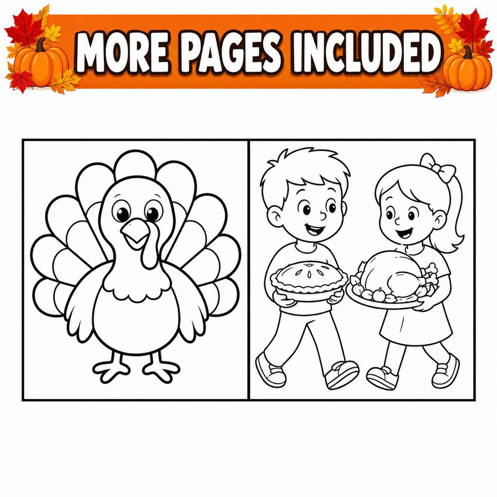 Thanksgiving Coloring Pages for Kids, Turkey Coloring Pages, Printable Thanksgiving Activity, Classroom & Kids Table Activity