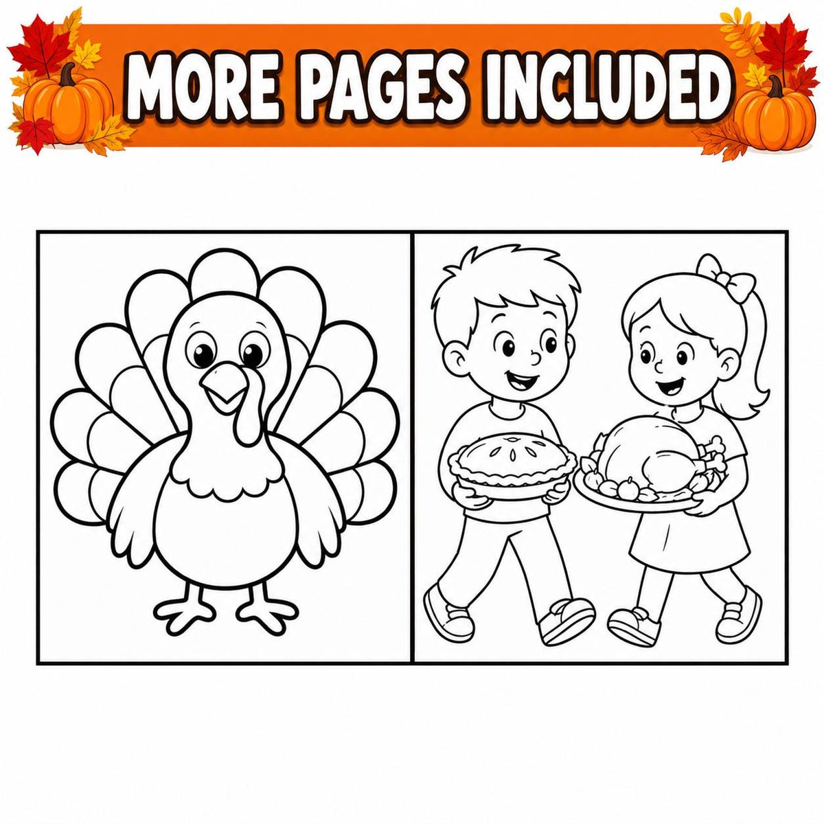 Thanksgiving Coloring Pages for Kids, Turkey Coloring Pages, Printable Thanksgiving Activity, Classroom & Kids Table Activity