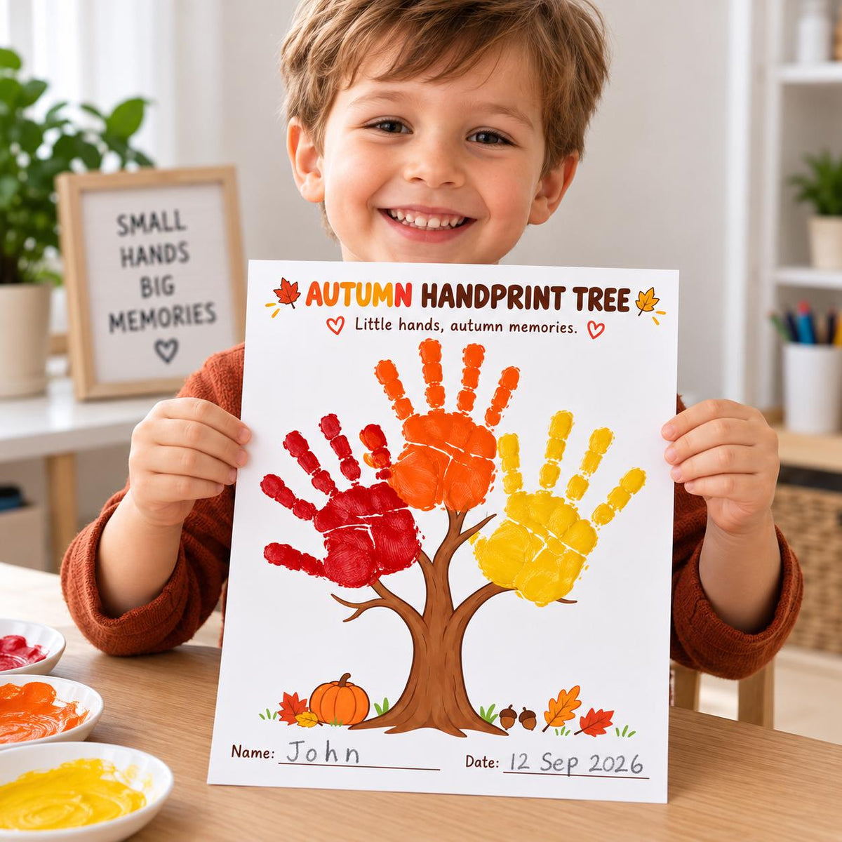 Fall Handprint Tree Printable, Fall Kids Craft, Autumn Handprint Keepsake, Kids Fall Activity, Autumn Activities, Classroom Activity