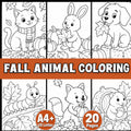 Fall Animal Coloring Pages for Kids | 20 Autumn Animals Printable PDF | Kids Autumn Activity | Woodland Coloring Book | 