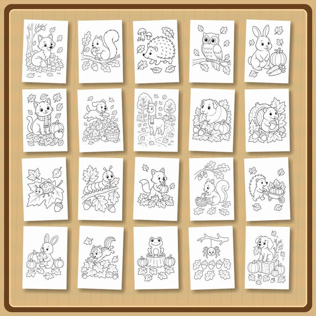 Fall Animal Coloring Pages for Kids | 20 Autumn Animals Printable PDF | Kids Autumn Activity | Woodland Coloring Book | Fall Activities