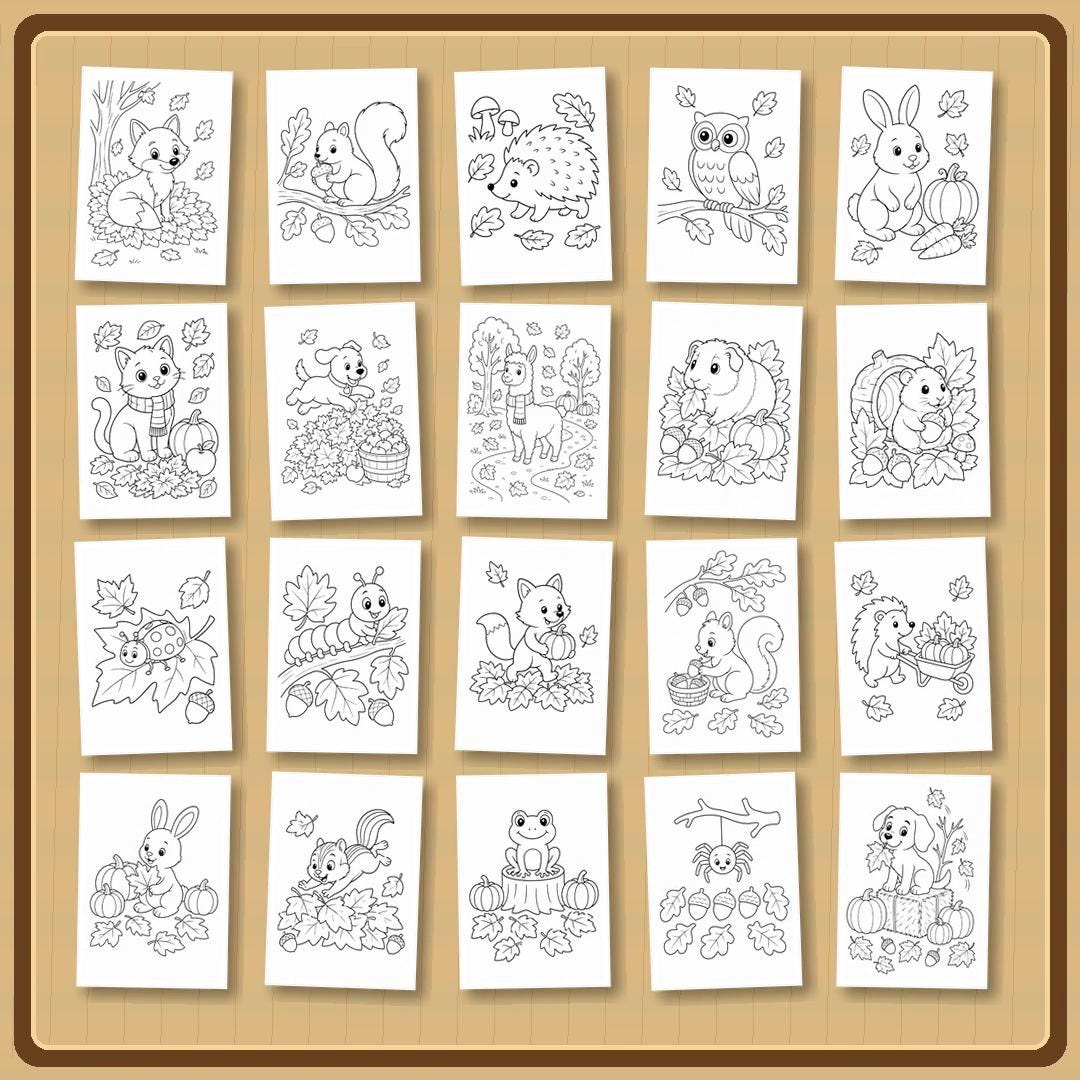 Fall Animal Coloring Pages for Kids | 20 Autumn Animals Printable PDF | Kids Autumn Activity | Woodland Coloring Book | Fall Activities