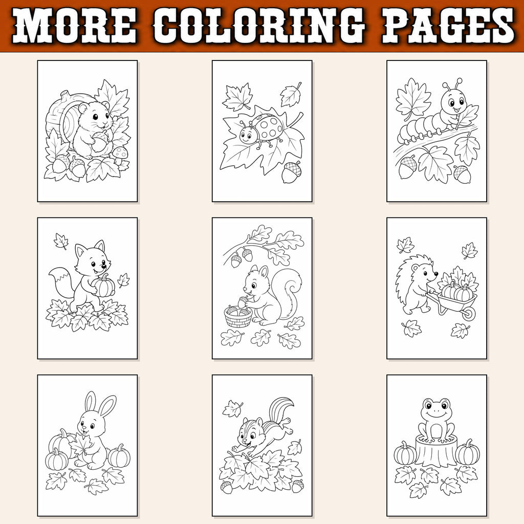 Fall Animal Coloring Pages for Kids | 20 Autumn Animals Printable PDF | Kids Autumn Activity | Woodland Coloring Book | Fall Activities