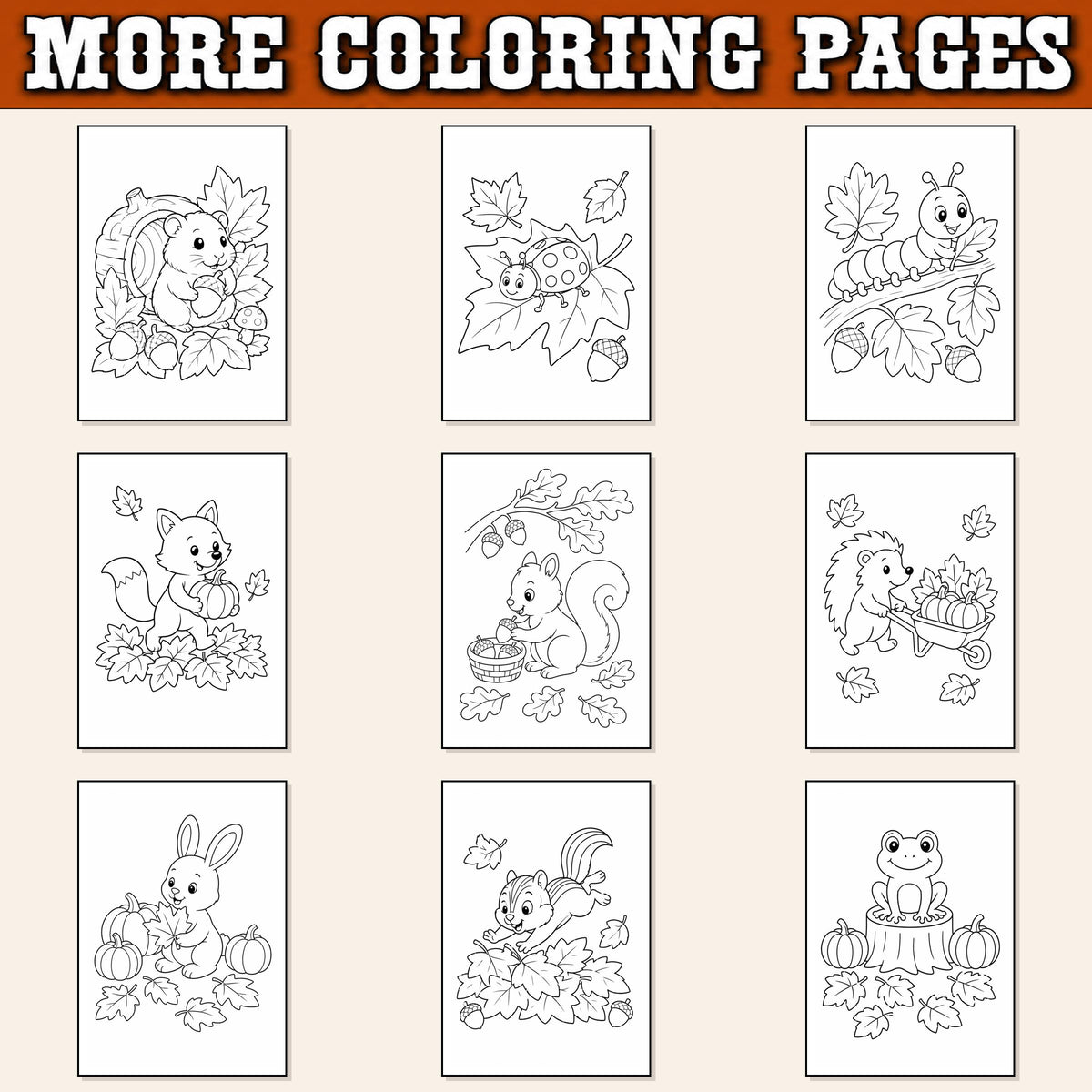 Fall Animal Coloring Pages for Kids | 20 Autumn Animals Printable PDF | Kids Autumn Activity | Woodland Coloring Book | Fall Activities