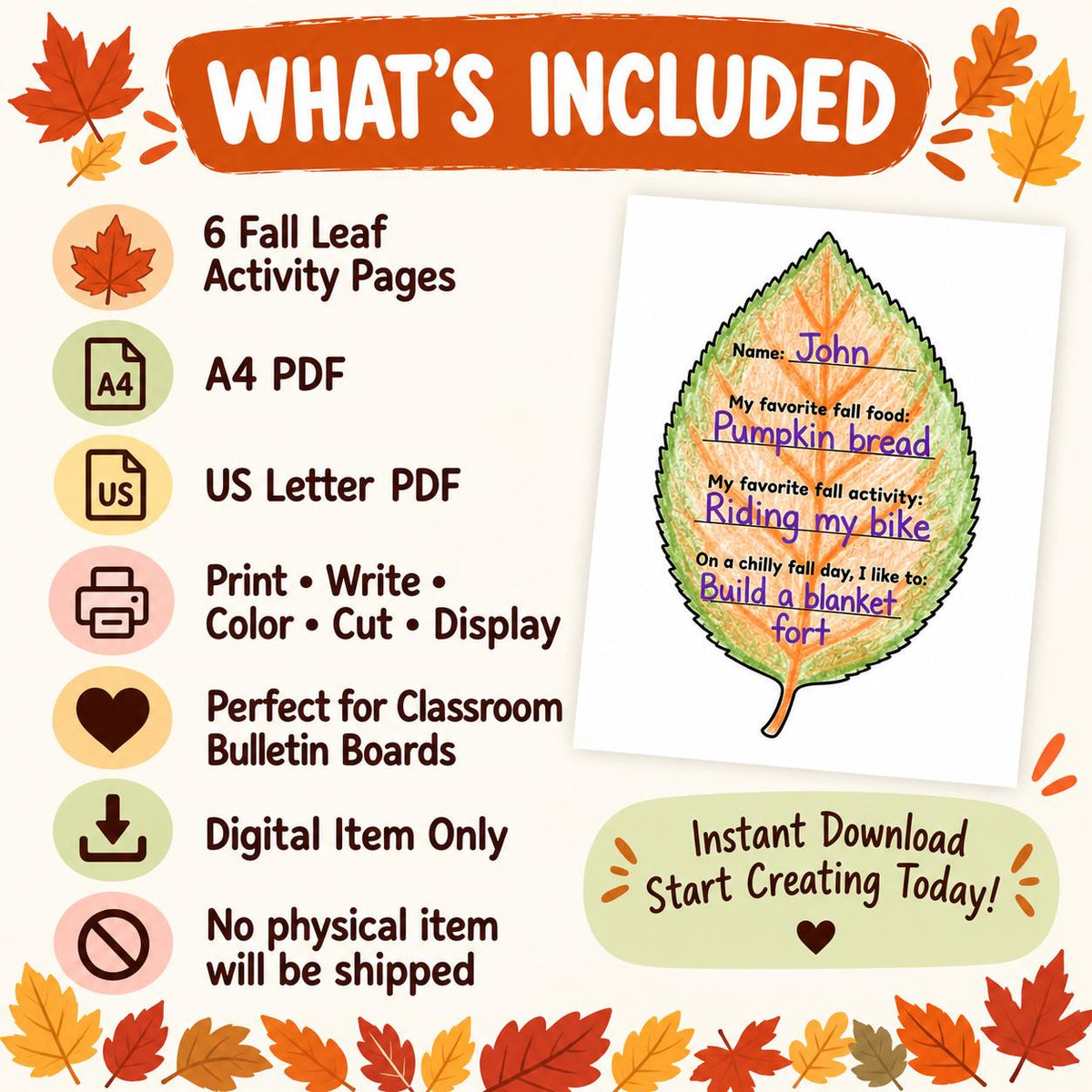 Fall Bulletin Board Activity for Kids | Fall Leaf Craft | Autumn Classroom Decor | Autumn Leaves Coloring Activity | Fall Kids Craft