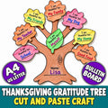 Thanksgiving Gratitude Tree Craft, Thankful Tree Cut and Paste Activity, Fall Craft, Fall Classroom Bulletin Board, Autu