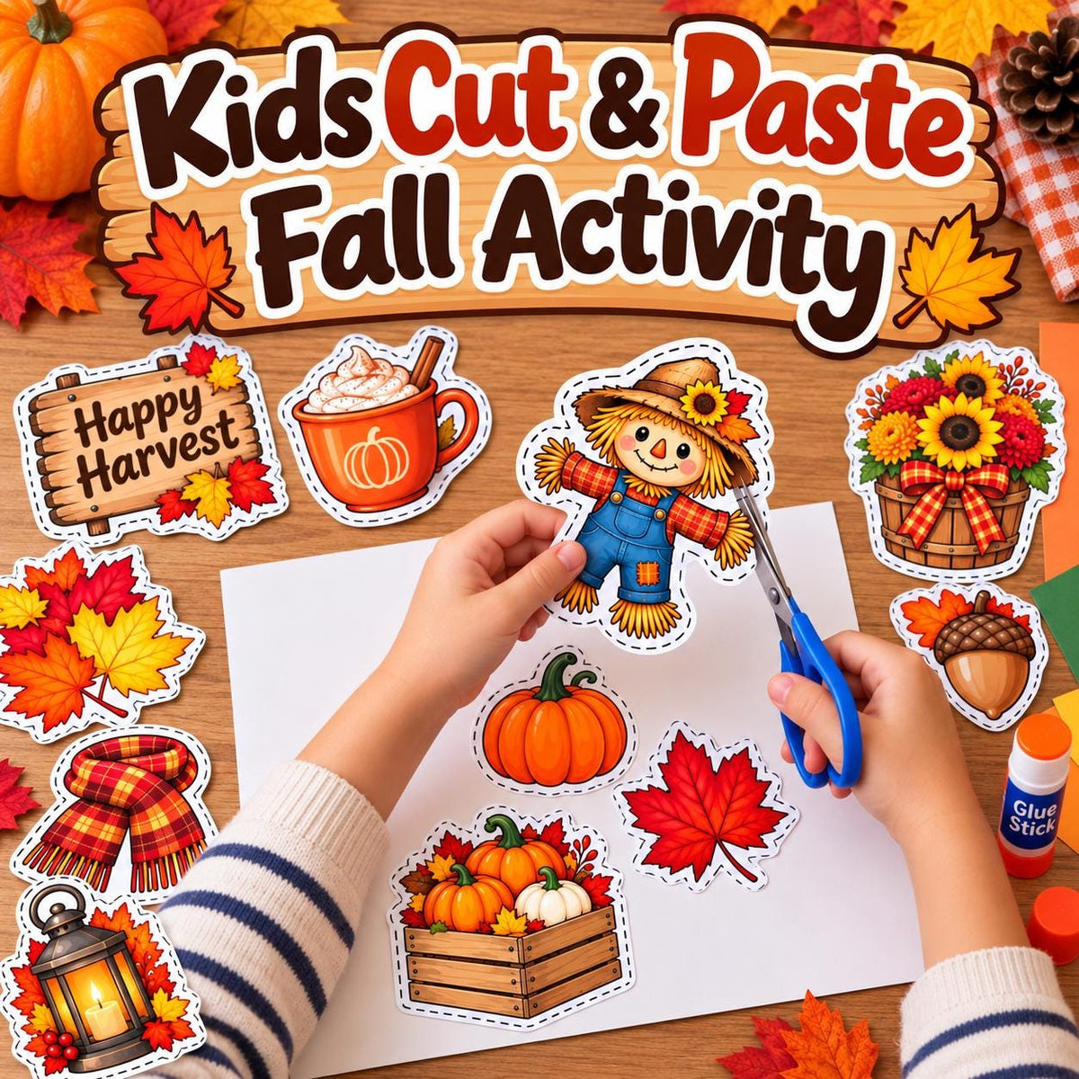 Fall Cutouts Printable for Kids | Autumn Classroom Decor | Fall Bulletin Board Decor | Autumn Craft Activity | Kids Fall Activities