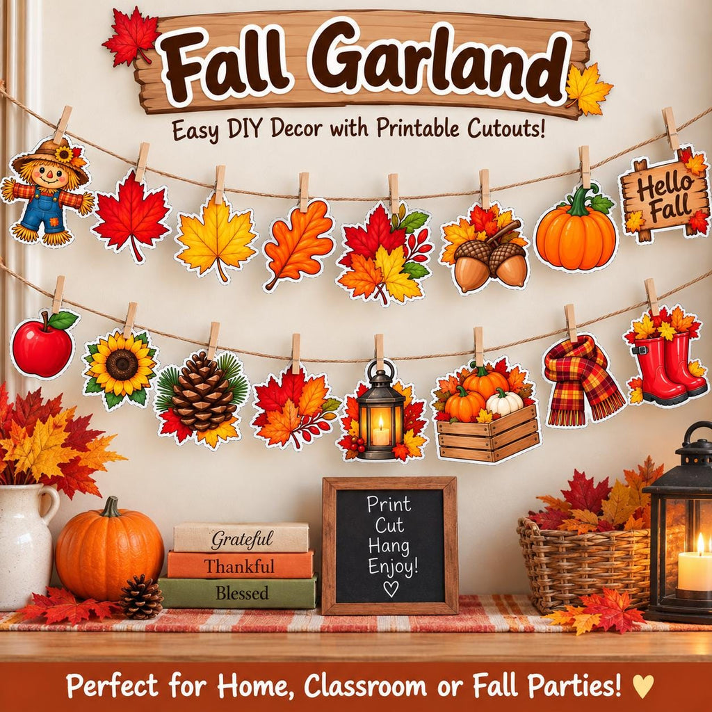 Fall Cutouts Printable for Kids | Autumn Classroom Decor | Fall Bulletin Board Decor | Autumn Craft Activity | Kids Fall Activities